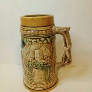 Vintage Ceramic Beer Stein with Scenic Design German